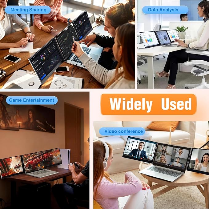 Laptop Screen Extender 15.6 Ultra-Thin 1080P FHD IPS Dual/Triple Portable Monitor for Laptop USB-C/HDMI Plug&ampPlay Fits 17.3 Max LaptopsTravel Screens for Windows/Mac/Chrome/Android/Switch