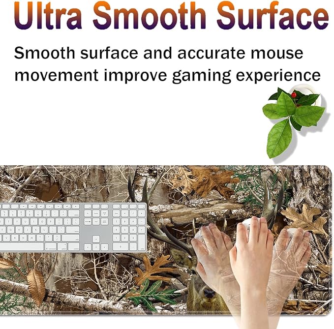 Large XXL Gaming Desk Mat 31.5x 11.8 Ergonomic Keyboard Wrist Rest &amp Mouse Pad Wrist Rest + Coaster Set Non-Slip Base Memory Foam Office and Home Camouflage Giraffe