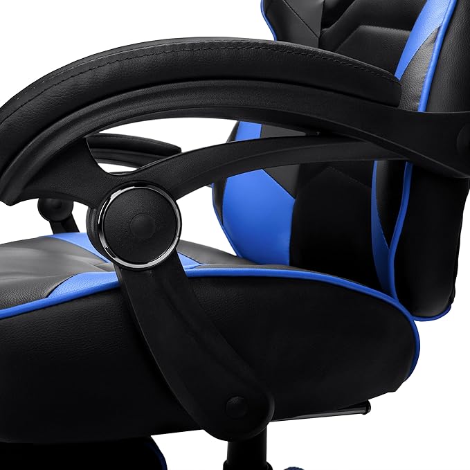 RESPAWN 110 Ergonomic Gaming Chair with Footrest Recliner - Racing Style High Back PC Computer Desk Office Chair - 360 Swivel Adjustable Lumbar Support Headrest Pillow Padded Armrests - 2019 Blue