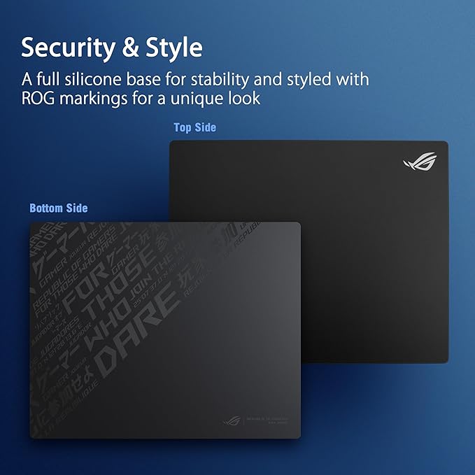 ASUS ROG Moonstone Ace L Glass Gaming Mouse Pad – 19.7” x 15.7” Ultra-Smooth Matte Tempered Glass for Quiet Ultrafast Glides Impact/Scratch Resistant Easy to Clean Anti-Slip Silicone Base - Black