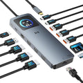 USB C Docking Station 3 HDMI Selore 13-in-1 Laptop Docking Station with Triple 4K HDMI Smart Display 2.5G Ethernet 100W PD 10Gbps USB A/C 3.1 SD/microSD Card Reader for Dell/HP/Lenovo Laptops