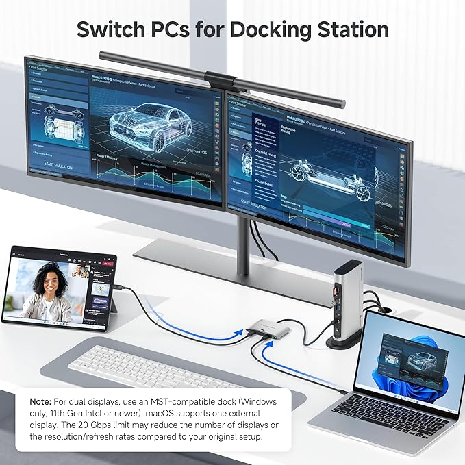 Cable Matters 20Gbps USB C Switch for 2 Computers Up to 8K@30Hz on Windows 4K@60Hz on macOS 140W PD for Sharing a USB-C/Thunderbolt 4 Monitor or Dock (Not for Dock with an Attached Cable)