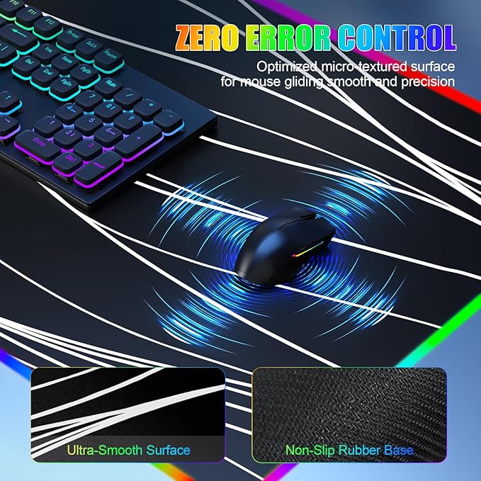 RGB Mouse Pad with Foldable Phone Stand &amp Wireless Charger 31.5x11.8 XL Gaming Mousepad Large Desk Mat Desk Pad with Dual Charging for Phone &amp AirPods | 11 Colors &amp 5 Modes | Waterproo