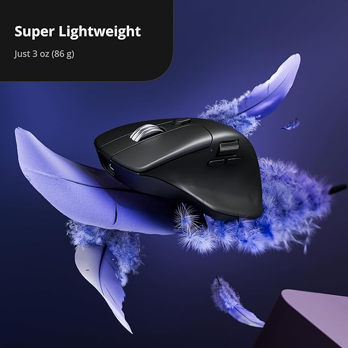 Keychron M6 8000 Hz Wireless Bluetooth 2.4 GHz/Wired Connection Mouse Lightweight Body Programmable PixArt 3950 Sensor for Windows Mac Linux - Black