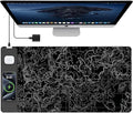 TopMade Mouse Pad with 15W Fast Wireless Charging 31.5x15.75 XXL Large Gaming Waterproof Desk Pad Computer Desk Mat Black Topographic Map #3 (Includes 20W PD Power Adapter &amp 6.56ft Woven Cabl
