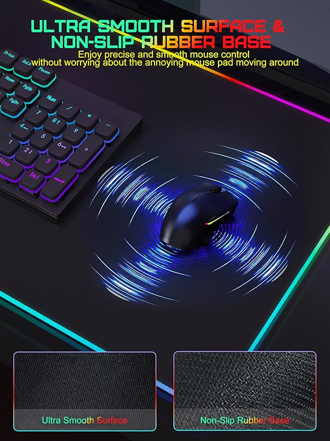 TopMade Mouse Pad with Wireless Charging 31.5 x 15.75 Large Desk Mat RGB Gaming Mousepad LED Desk Pad Keyboard Pad Waterproof Desk Pad (Includes 20W PD Power Adapter &amp 6.56ft Woven Cable)