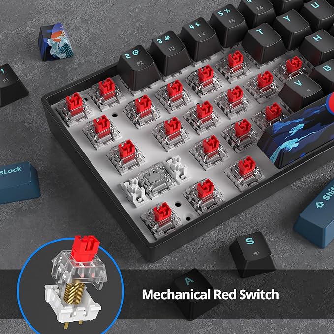 60 Percent Gaming Keyboard 68 Keys Mechanical Keyboard Rainbow Backlit Mini Compact Wired Keyboard with Red Switch for Windows Laptop Gamer(68 Monster-B)