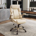 EUREKA ERGONOMIC Galene Executive Office Chair Flip Up Arm Rest Ergonomic Desk Chair Faux Leather Computer Chair High Back Office Chair with Headrest Home Office Desk Chairs with Wheels Beige
