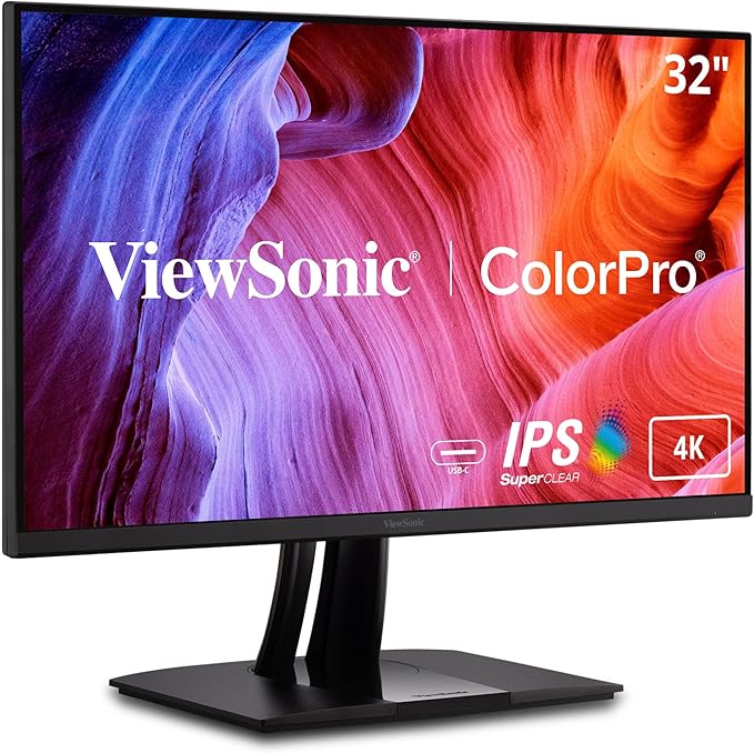 ViewSonic VP3256-4K 32 Inch 4K UHD IPS Ergonomic Monitor with Ultra-Thin Bezels Color Accuracy Pantone Validated 60W USB C