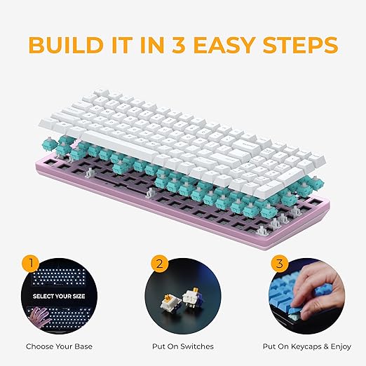 GLORIOUS Gaming GMMK 2 Full Size (96%) Barebones (Frame Only) - Mechanical Gaming Keyboard Frame Full Size (96%) Aluminium Customisable Per Key RGB American QWERTY Layout - Pink