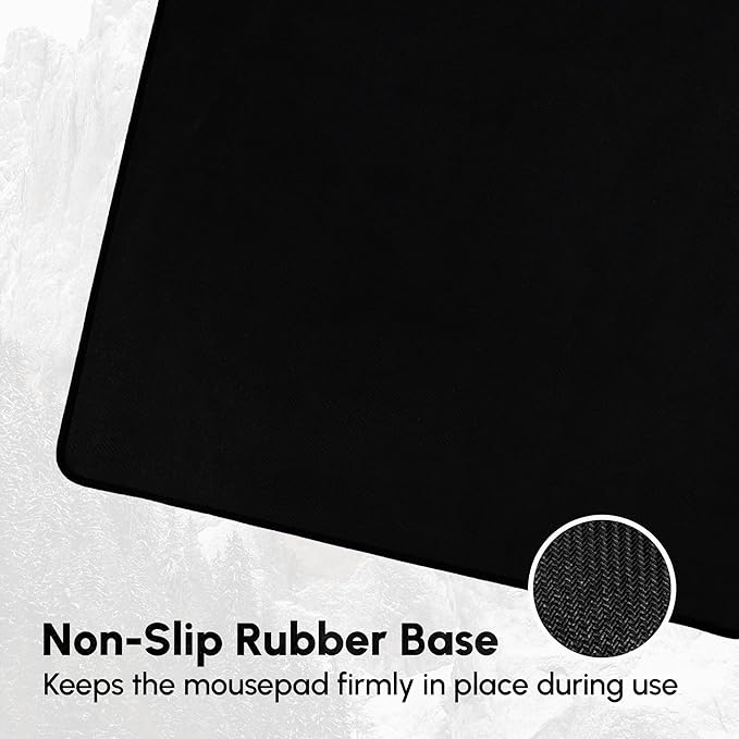 Odin Infinity V2 XL Gaming Mouse Pad - Hybrid Textured Cloth Stitched Edges Non-Slip Base 19 x 16.5 inches Black