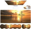 Large Mouse Pad Set Desktop Mouse Pad + Keyboard Wrist Pad + Mouse Wrist Pad + Coaster Ergonomic Memory Foam Multi-functional Desk Mat - Evening Calm