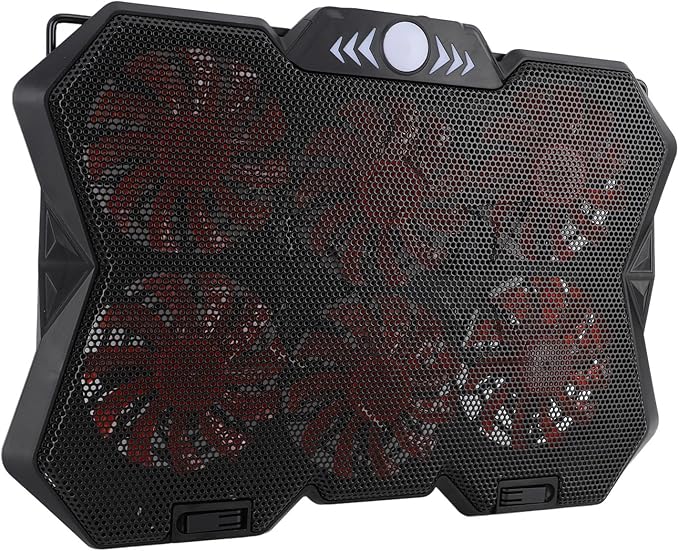 SUNGOOYUE Laptop Cooling Pad 6 Height RGB Silent 6 Fan Metal Mesh Gaming Notebook Cooler with Folding Baffle for Under 19in Laptops