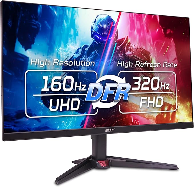acer Nitro 27” 4K UHD 3840 x 2160 Gaming IPS Monitor | AMD FreeSync Premium | Up to 160Hz Refresh Rate with DFR to FHD 320Hz| Up to 0.5ms | 1 x Display Port 1.4 &amp 2 x HDMI 2.1 Ports | VG270K V4bmi
