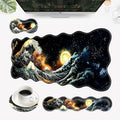 Desk Mat Mouse Pad with Wrist Rest 4-in-1 Large Mouse Pads for Desk Ergonomic Mouse Pad and Keyboard Wrist Rest Gaming Keyboard Mat for OfficeJapanese Sea Wave