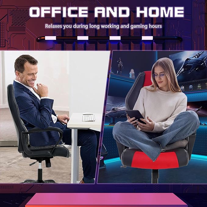 MKDLUFEI Video Game ChairErgonomic Office Chair Desk Chair and Lumbar Support PU Leather Recliner with HeadrestHeight Adjustable Computer Chair for Adults