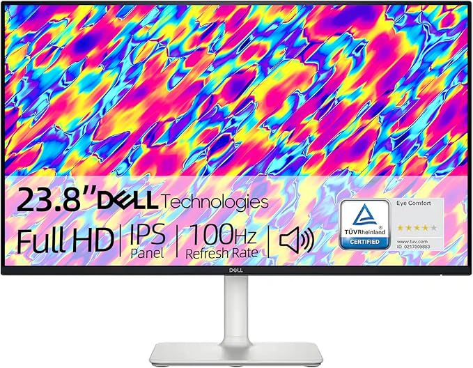 Dell S24 inch Monitor LED FHD - 100Hz Refresh Rate 15001 Contrast Ratio AMD FreeSync - VESA 3H Hardness Anti-Glare 2 x HDMI Ash White