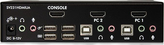 StarTech.com 2 Port USB HDMI KVM Switch with Audio and USB 2.0 Hub - 1080p (1920 x 1200) Hotkey Support - Dual Port Keyboard Video Monitor Switch  TAA (SV231HDMIUA)