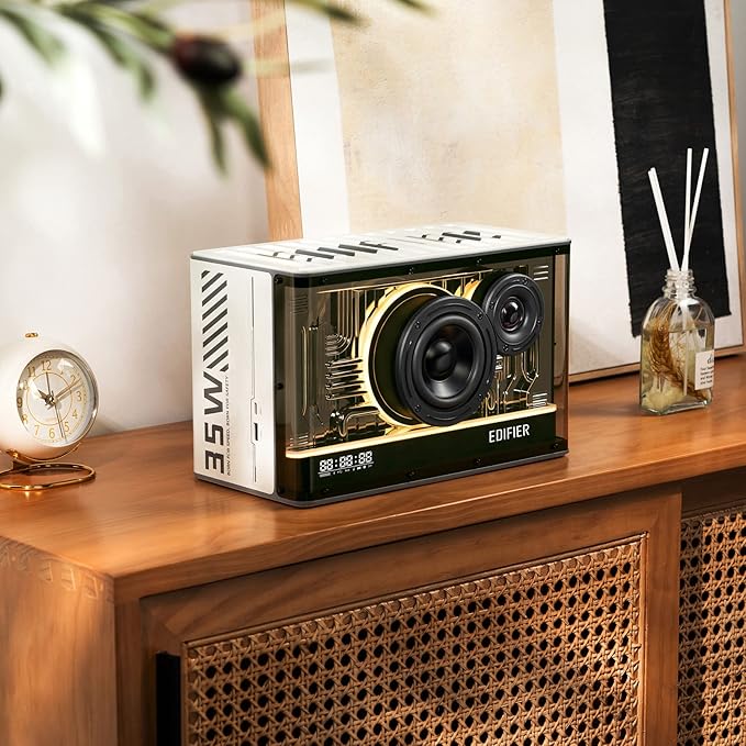 Edifier QD35 Tabletop Bluetooth Speakers Hi-Res Audio &amp Hi-Resolution Sound Wireless Certified Computer Loudspeaker 35W GaN Ultra-Fast Charging Splendid Light Effects Home Speaker for Phone Wh