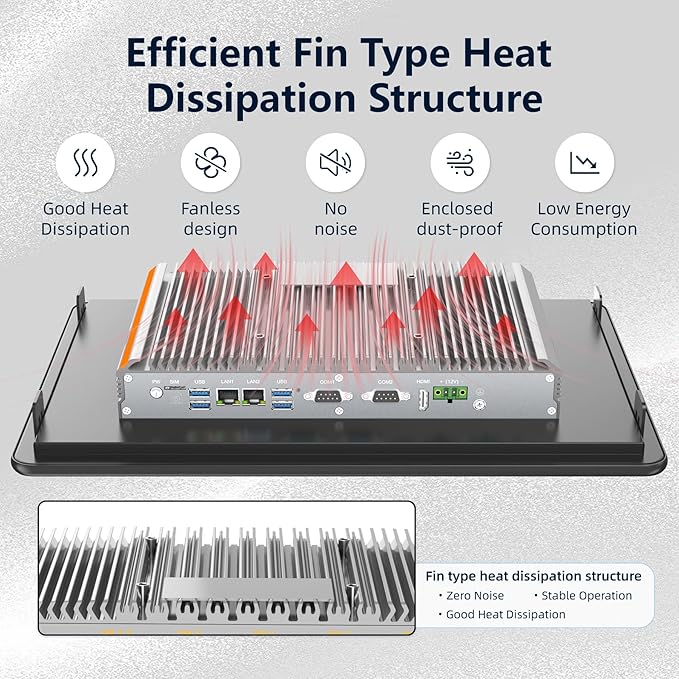 13.3 Inch Industrial Panel PCAll-in-One Embedded Fanless Touchscreen ComputerIP65 Capacitive Monitor1920×1080 FHDWindows OSWiFi/BTfor KiosksFactory Automation(Celeron J6412-16G+256G)