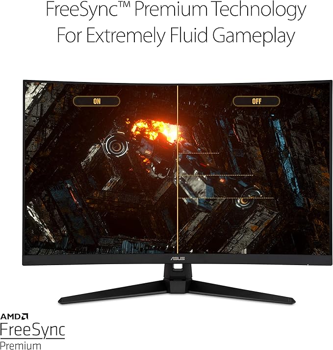 ASUS TUF 32 Inch Curved Gaming Monitor - QHD (2560 x 1440) 165Hz (Supports 144Hz) 1ms Extreme Low Motion Blur Speaker FreeSync Premium VESA Mountable DisplayPort HDMI - VG32VQ1B