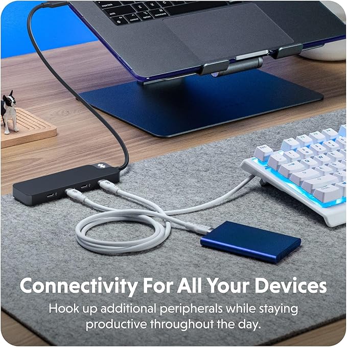 HyperDrive Flex USB Hub 4-Port Adapter — USB C Extender for Fast File Transfers &amp Multi-Device Connectivity — 4X 5Gbps Compatible w/Mac PC Chromebook (Black)
