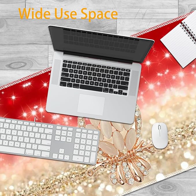 Large Mouse Pad Set Desktop Mouse Pad + Keyboard Wrist Pad + Mouse Wrist Pad + Coaster Ergonomic Memory Foam Multi-functional Desk Mat - Owl on Pink Background