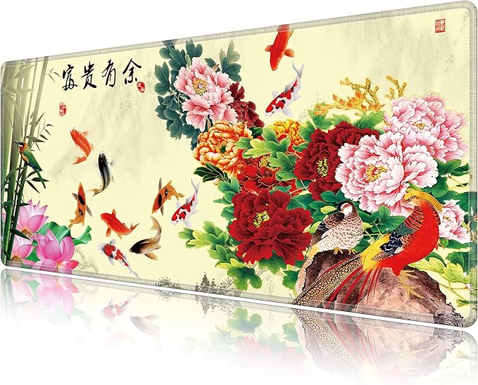 LL-COEUR XXL Landscape Gaming Mouse Pad Computer Keyboard Mat Office Desk Pad (Fish 35.4 x 15.7 x 0.12)
