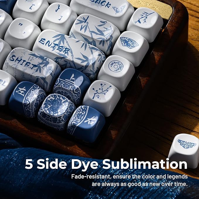 XVX Ceramic-Like PBT Keycaps MOA Keycap Sets Dye-Sublimation Keyboard Keycaps for Cherry Gateron MX Switches Mechanical Keyboards