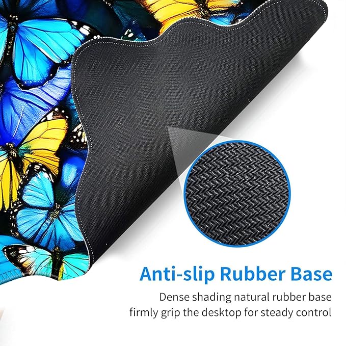 Desk Mat Mouse Pad with Wrist Rest 4-in-1 Large Mouse Pads for Desk Ergonomic Mouse Pad and Keyboard Wrist Rest Gaming Keyboard Mat for OfficeColorful Butterflies