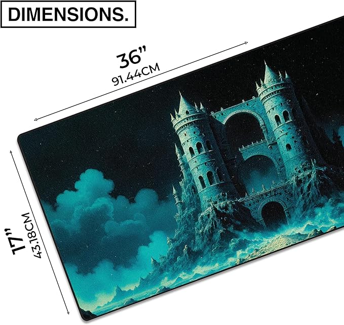 MPCO. Dark Fantasy Large Gaming Desk Pad - 36 x 17 Duraglyde Fabric The Twilight Twins Desk Mats - Non-slip Washable Smooth Glide for Precision Gaming &amp Work