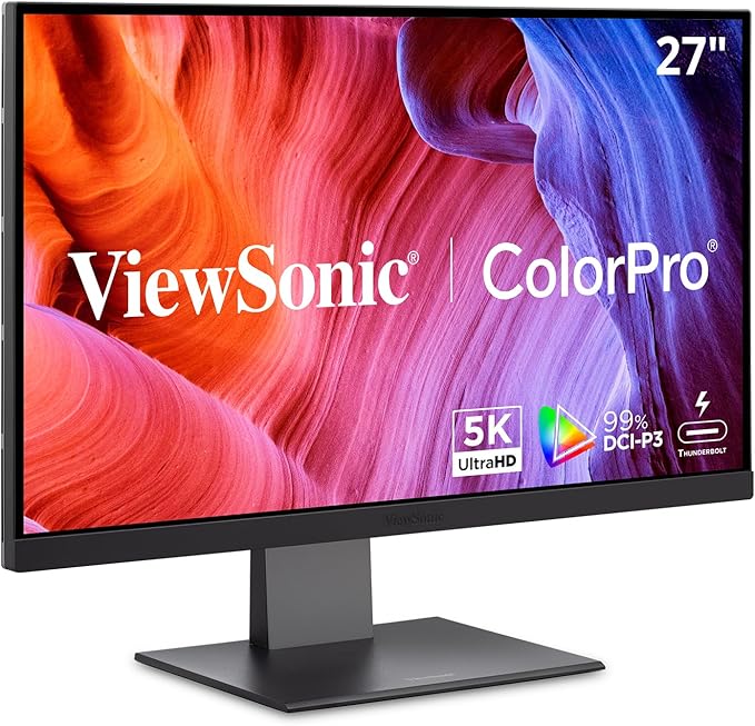 ViewSonic VP2788-5K 27 5K Mac-Ready Monitor with 100% sRGB 99% DCI-P3 Pantone Validated Advanced Ergonomics Thunderbolt 4 USB Hub HDMI and DP for Home and Office