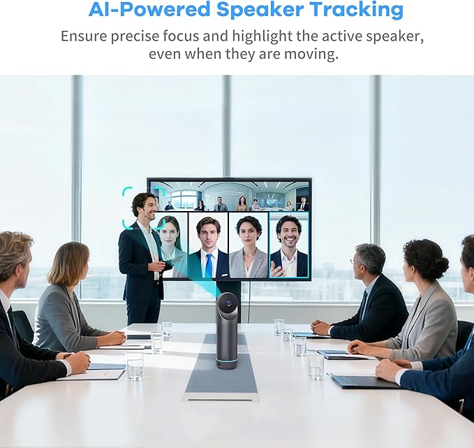 KanDao Meeting Pro 360° Video Conference Room Camera - AI Tracking Meeting Recording &amp USB Plug-Play Portable 8 Mics Array Meeting Camera Compatible with Zoom/Teams/Google Meet 5 Smart Modes