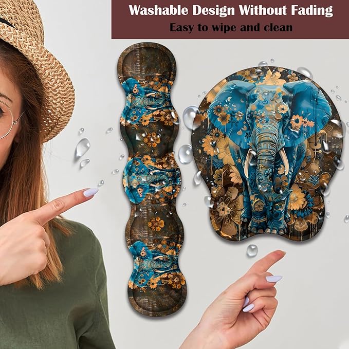 Keyboard Wrist Rest and Mouse Pad Wrist Support with Lace-Shaped Coaster Set Ergonomic Gel Memory Foam and Anti-Slip Base Easy Typing and Pain Relief - Blue Spotted Weevil