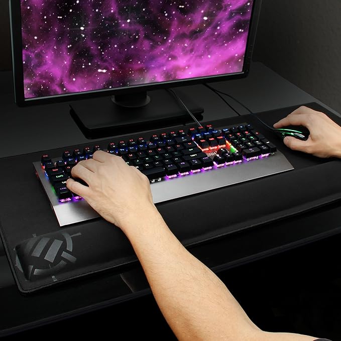 ENHANCE XXL Large Mouse Pad for Desk with 2XL Ergonomic Memory Foam Wrist Rest Support (31.5 x 13.78 x 1 inches) - Desk Pad with Anti-Fray Stitching &amp Soft Cushion Mat Surface Designed in The U.S