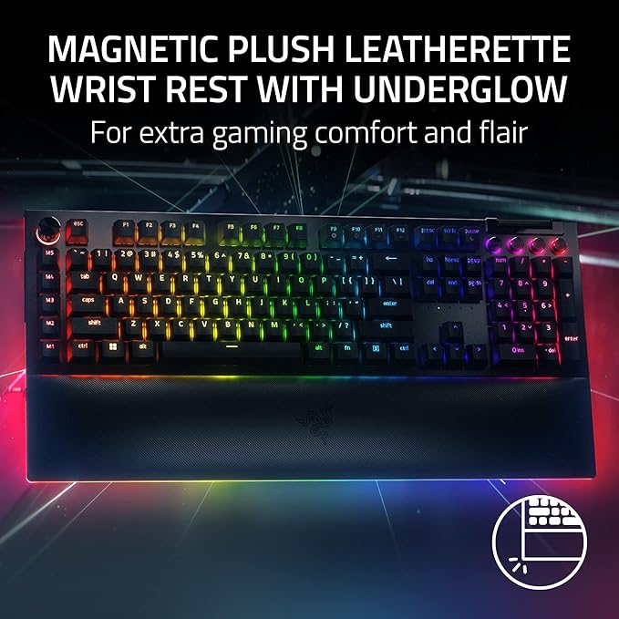 Razer BlackWidow V4 Pro Wired Mechanical Gaming Keyboard: Orange Switches Tactile &amp Quiet - Doubleshot ABS Keycaps - Command Dial - Chroma RGB - Magnetic Wrist Rest - Snap Tap