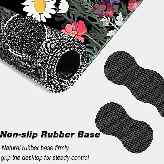 Keyboard Mouse Pad SetLarge Mouse Pad+Keyboard Wrist Rest+Wrist Support+Coaster31.5x11.8in Extended Desk Mat for Computer Laptop Office Home-Florid Blessed