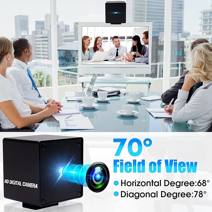 USB Camera 48MP Webcam Ultra HD Autofocus 70 Degree Lens with Metal Case200ms Fast Automatically Focus Clear USB Camera Plug and Play for PC Raspberry Pi Jetson Nano Laptop Prototype Camera