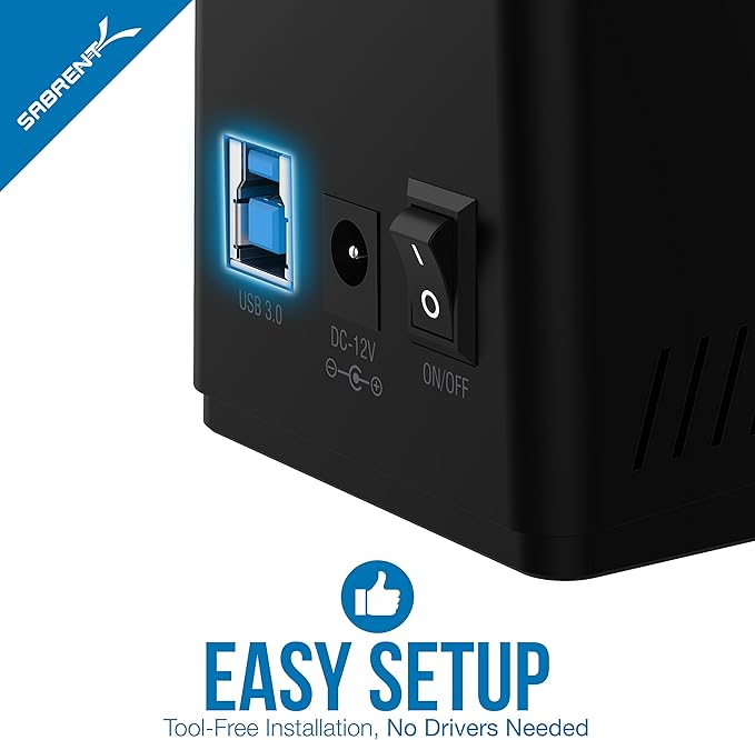 SABRENT USB 3.0 to SATA External Hard Drive Docking Station for 2.5 or 3.5' HDD SSD [Support UASP] (EC-UBLB)