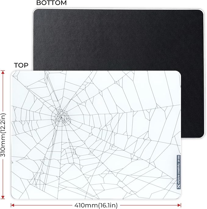 XVX White Spider Webs Glass Gaming Mousepad 4.0Hard Mousepad for GamingUltra-Smooth Micro-Etched Surface Mouse Mat with Non-Slip Rubber Base(410mm*310mm)