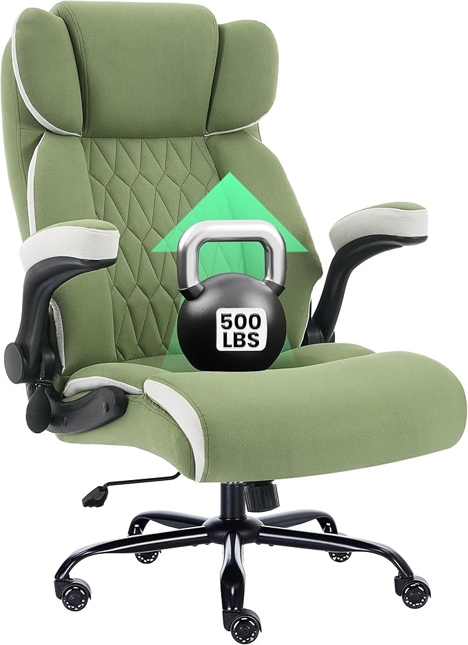 500lbs Big and Tall Office Chair Adjustable Lumbar Support for Back Pain Extra Wide Seat Executive Office Chair Thick Armrest Pad Heavy Duty Base&ampUpgraded Wheels Ergonomic Comfy Computer Desk C