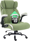 500lbs Big and Tall Office Chair Adjustable Lumbar Support for Back Pain Extra Wide Seat Executive Office Chair Thick Armrest Pad Heavy Duty Base&ampUpgraded Wheels Ergonomic Comfy Computer Desk C