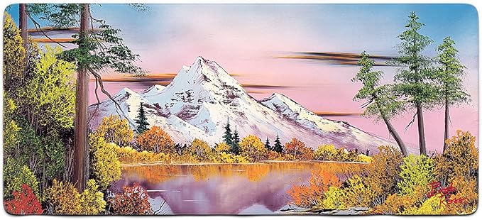Bob Ross Desk Mat for Desktop Large Ergonomic Mouse Pad Gaming Mouse Pad Non-Slip Deskmat Mouse Pad for Computer Wireless Mouse Keyboard Large Mousepad (Reflections - S02 E08)