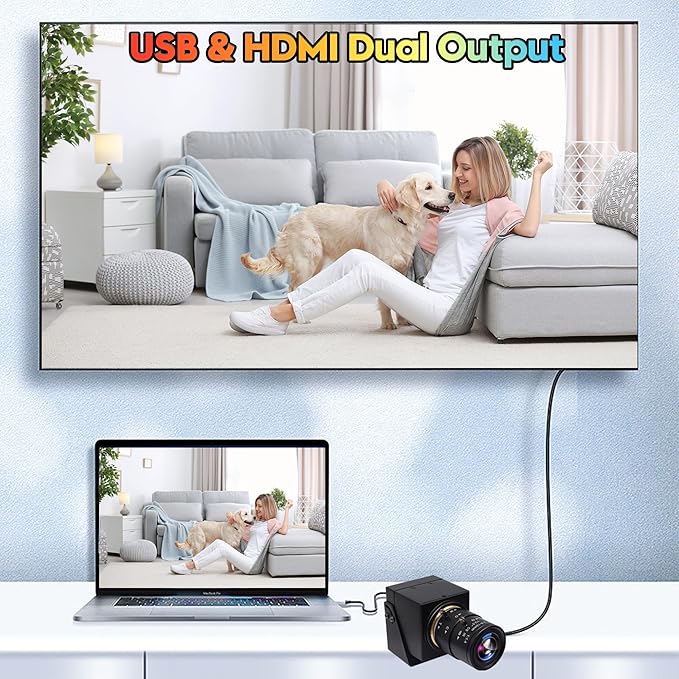 SVPRO 4K 60fps Streaming Camera with 4X Optical Zoom &amp Manual Focus HDMI/USB 3.0 Webcam for PC/Mac - Live Broadcast/OBS/Monitoring 2.8-12mm CS Mount Lens