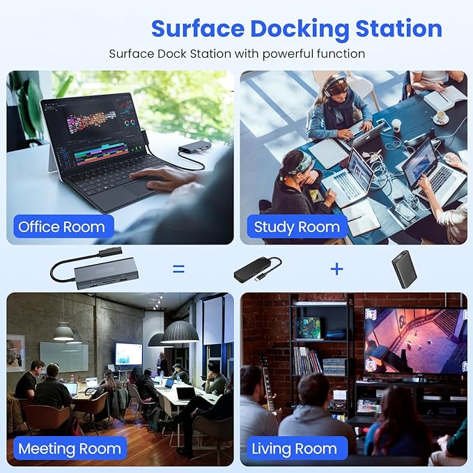 New MS Surface Dock 11-in-1 Surface Docking Station 4K@60HZ HDMI Surface Travel Hub for Surface Pro 11/10/9/8/X/7/6/5/4/3 Surface Laptop 6/5/4/3/2/1 Laptop Go 3/2/1 Surface Book