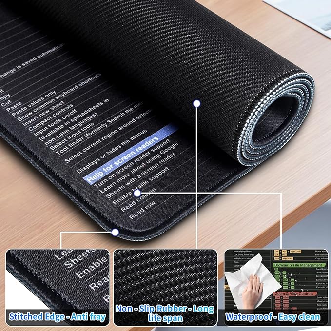FL Studio Mousepad Extra Large Fruity Loops Studio Shortcuts Mouse Pad Large Gaming Desk Mat Stitched Edges Non-Slip Rubber Base Desk Pad for Computers Laptop (FL Studio)