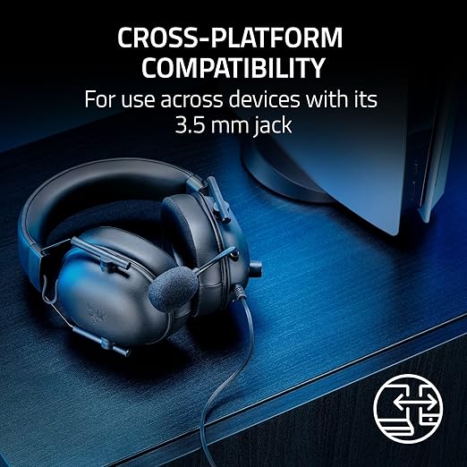 Razer BlackShark V2 X PlayStation Gaming Headset: 50mm Drivers - Cardioid Mic - Lightweight - Comfortable Noise Isolating Earcups - for PS5 Xbox Series X PC Switch via 3.5 mm Audio Jack - Black