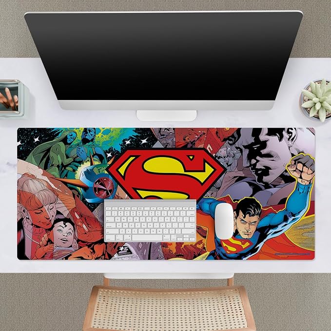 Head Case Designs Officially Licensed Superman DC Comics Oversized Logos and Comic Book 37.4 x 15.75 x 0.16 inches (900 x 400 mm) - XL Gaming Office Desk PC Keyboard Mouse Mat Pad