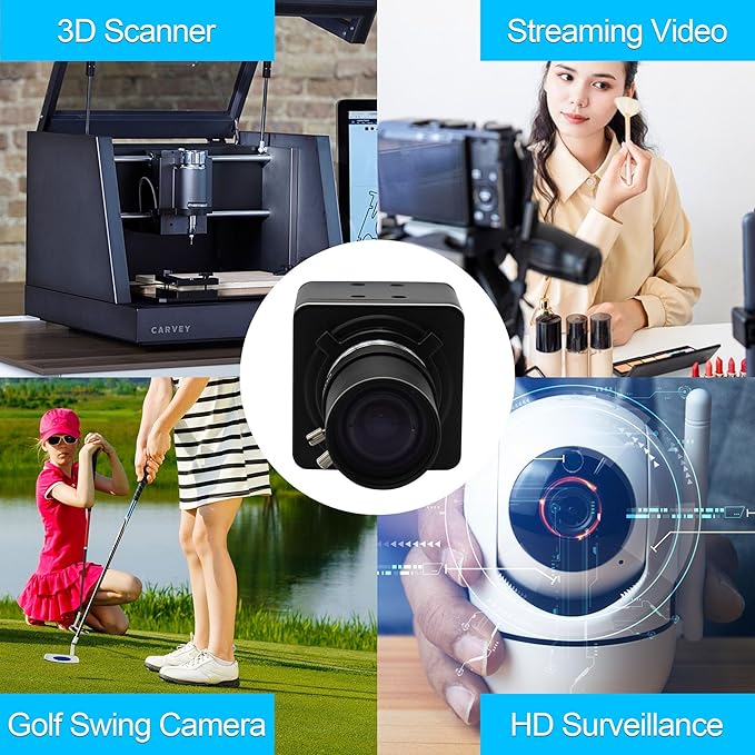 MMlove 8MP USB Camera High Speed 30fps 5-50mm 10X Optical Zoom Lens 2448P USB Webcam Manual Close up Zoom in and Out Golf Swing Camera for Industrial Machine Vision Support PC Raspberry Pi
