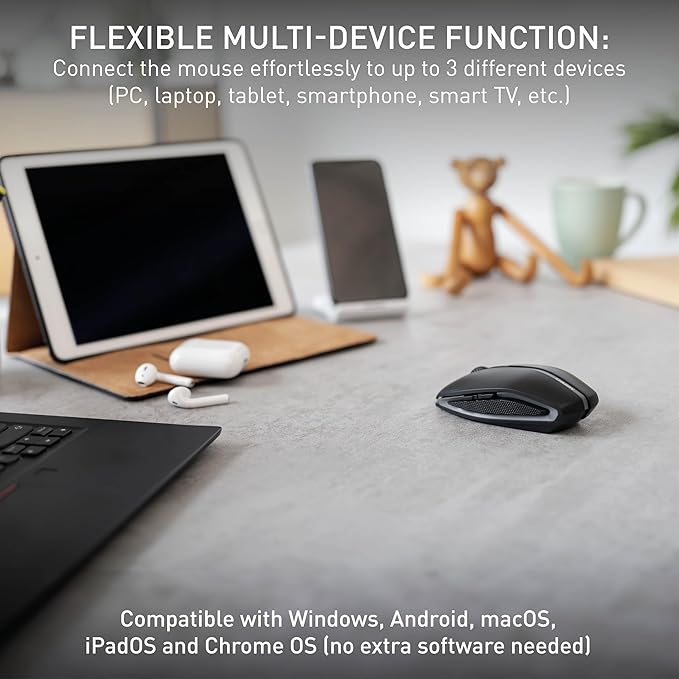 Cherry GENTIX BT Bluetooth Mouse - Optical - Wireless - Bluetooth - Black - 2000 dpi - Scroll Wheel - 7 Button(s) - Small/Large Hand/Palm Size - Symmetrical
